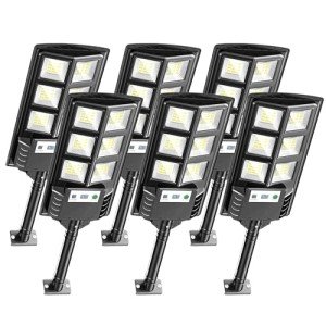 Ecoralios Solar Lights Outdoor, Waterproof LED Solar Powered Security Flood Light,Motion Sensor Solar Street Light with Remote Control for Garage,Yard,Parking Lot etc (6 Pack)
