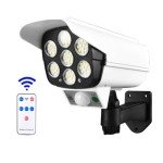 ikasus Solar Simulated Surveillance Cameras, Dummy Fake Security Dome Camera, Solar Motion Sensor Wall Light for Porch Garden Patio Driveway Pathway, Indoor Outdoor Use Type 1