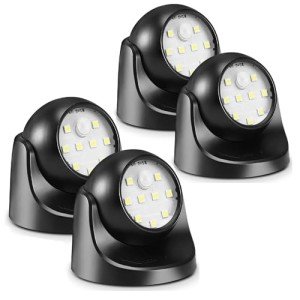 Kinberry Motion Sensor PIR Light, 4PCS Motion Sensor LED Spotlight LED Security Light with Motion Sensor, Battery Operated PIR Sensor Security Light for Stair Hallway Garage Entrance