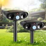 2Pack Ultrasonic Animal Repellent Outdoor Solar Animal Repeller with Motion Detection Cat Deterrent Outdoor Deer Repellent Device to Scare Raccoon Coyote Squirrel Skunk Repellent for Yard 2024
