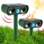 Ultrasonic Animal Repeller Outdoor Deer Repellent Sonic Cat Deterrent Motion Activated Solar Animal Repeller Waterproof Solar Repeller, Keep Dog Raccoon Rabbit Fox Squirrel Out of Yard