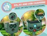 Cat Repellent, Ultrasonic Solar Animal Repeller with Motion Sensor and Flashing Lights, Waterproof Rechargeable Animal Deterrent Devices Outdoor for Deer Dog Rabbit Skunk Yard Garden Farm