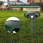 Ultrasonic Cat Repeller, Solar Animal Repeller, Repellent Cat Deterrents, Solar Powered Animal Repeller Waterproof Pest Repellent with Motion Sensor for Farm Dogs Birds Squirrels Deterren