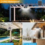Aqonsie Solar Shed Light Outdoor Indoor, 176LED Solar Powered Motion Sensor Pendant Light Daytime Available, Solar Indoor Lights with 5 Lighting Modes & Remote for Shed Gazebo Barn Garage, 2 Pack