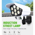ikasus Solar Simulated Surveillance Cameras, Dummy Fake Security Dome Camera, Solar Motion Sensor Wall Light for Porch Garden Patio Driveway Pathway, Indoor Outdoor Use Type 1