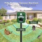 Joomouney Cat Repellent, Garden Cat Repellent Cat Deterrent Animal Scarer Ultrasonic Solar Deterrent with PIR Sensor & Flash 5 Adjustment Modes, IPX4 Waterproof Solar USB Charging for Dog Cat Fox Bird