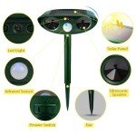 Ultrasonic Cat Repeller, Solar Animal Repeller, Repellent Cat Deterrents, Solar Powered Animal Repeller Waterproof Pest Repellent with Motion Sensor for Farm Dogs Birds Squirrels Deterren