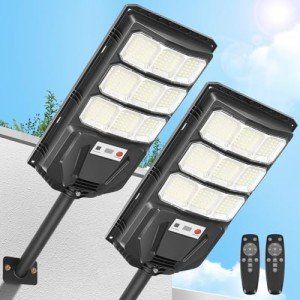 Solar Street Light Outdoor: 2 Pack 20000LM Motion Sensor Lamp TK300 for Yard Garden Garage Fence