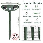 Ultrasonic Cat Repeller, Solar Animal Repeller, Repellent Cat Deterrents, Solar Powered Animal Repeller Waterproof Pest Repellent with Motion Sensor for Farm Dogs Birds Squirrels Deterren