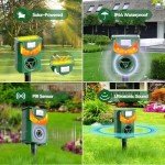 Solar Powered Ultrasonic Animal Repeller, Outdoor Cat Repeller, Flaming Eye Alarm, Animal Repeller with Sensitive Motion Sensor for Yard Repelling Cat,Dog, Rabbit, Skunk, Squirrel and Deer
