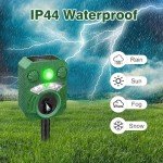 Joomouney Cat Repellent, Garden Cat Repellent Cat Deterrent Animal Scarer Ultrasonic Solar Deterrent with PIR Sensor & Flash 5 Adjustment Modes, IPX4 Waterproof Solar USB Charging for Dog Cat Fox Bird