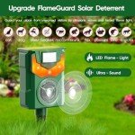 Solar Powered Ultrasonic Animal Repeller, Outdoor Cat Repeller, Flaming Eye Alarm, Animal Repeller with Sensitive Motion Sensor for Yard Repelling Cat,Dog, Rabbit, Skunk, Squirrel and Deer