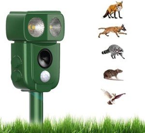 Ultrasonic Cat Repellent, Ultrasonic Solar Animal Repellent, Marten Deterrent, USB Charging, Waterproof, LED Light, Marten Repellent for Garden, Effective Against Cats, Dogs, Birds, Rats, Martens