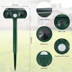 Ultrasonic Animal Repeller Outdoor Deer Repellent Sonic Cat Deterrent Motion Activated Solar Animal Repeller Waterproof Solar Repeller, Keep Dog Raccoon Rabbit Fox Squirrel Out of Yard