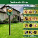 Solar Powered Ultrasonic Animal Repeller, Outdoor Cat Repeller, Flaming Eye Alarm, Animal Repeller with Sensitive Motion Sensor for Yard Repelling Cat,Dog, Rabbit, Skunk, Squirrel and Deer