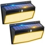 Peasur Solar Lights Outdoor Garden, 368LED Super Bright Solar Security Lights Outdoor Motion Sensor with 3 Modes, Outdoor Lights Waterproof (2 Pack-Warm White)