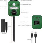 Joomouney Cat Repellent, Garden Cat Repellent Cat Deterrent Animal Scarer Ultrasonic Solar Deterrent with PIR Sensor & Flash 5 Adjustment Modes, IPX4 Waterproof Solar USB Charging for Dog Cat Fox Bird