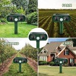 Ultrasonic Animal Repeller Outdoor Deer Repellent Sonic Cat Deterrent Motion Activated Solar Animal Repeller Waterproof Solar Repeller, Keep Dog Raccoon Rabbit Fox Squirrel Out of Yard