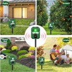Joomouney Cat Repellent, Garden Cat Repellent Cat Deterrent Animal Scarer Ultrasonic Solar Deterrent with PIR Sensor & Flash 5 Adjustment Modes, IPX4 Waterproof Solar USB Charging for Dog Cat Fox Bird