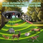 2Pack Ultrasonic Animal Repellent Outdoor Solar Animal Repeller with Motion Detection Cat Deterrent Outdoor Deer Repellent Device to Scare Raccoon Coyote Squirrel Skunk Repellent for Yard 2024