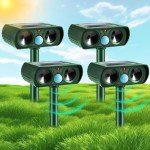 Upgraded Solar Animal Repellent, Ultrasonic Animal Repeller Outdoor with Motion Sensor Cat, Squirrel, Deer, Dog, Raccoon, Skunk, Rabbit Repellent for Yard, Garden (4 Pcs)