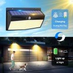 Peasur Solar Lights Outdoor Garden, 368LED Super Bright Solar Security Lights Outdoor Motion Sensor with 3 Modes, Outdoor Lights Waterproof (2 Pack-Warm White)