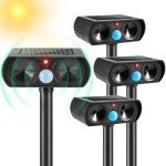 4PACK Ultrasonic Animal Repellent Outdoor Solar Animal Repeller with Motion Detection Waterproof Cat Deterrent Outdoor Deer Repellent Device to Scare Squirrel Raccoon Skunk Repellent for Yard Black