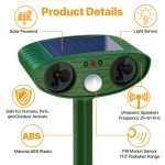Joomouney Cat Repellent Garden, Ultrasonic Cat Deterrent Garden Solar Ultrasonic Animal Scarer Fox Deterrent with PIR Sensor, IPX4 Waterproof Outdoor Ultrasonic Animal Repellent for Cat,Dog,Fox,Bird