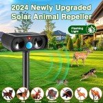 4PACK Ultrasonic Animal Repellent Outdoor Solar Animal Repeller with Motion Detection Waterproof Cat Deterrent Outdoor Deer Repellent Device to Scare Squirrel Raccoon Skunk Repellent for Yard Black