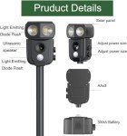 Ultrasonic Cat Repellent, Ultrasonic Solar Animal Repellent, Marten Deterrent, USB Charging, Waterproof, LED Light, Marten Repellent for Garden, Effective Against Cats, Dogs, Birds, Rats, Martens