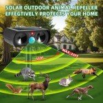 4PACK Ultrasonic Animal Repellent Outdoor Solar Animal Repeller with Motion Detection Waterproof Cat Deterrent Outdoor Deer Repellent Device to Scare Squirrel Raccoon Skunk Repellent for Yard Black