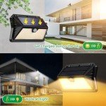 OUILA Solar Lights for Outdoor Wall Pack of 6, 185 LED, 3 Modes, Solar Outdoor Light with Motion Sensor, IP65 Waterproof LED Solar Wall Light, Garden, Yard, Fence Lighting, Front Doors (Warm White)