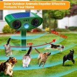 Joomouney Cat Repellent Garden, Ultrasonic Cat Deterrent Garden Solar Ultrasonic Animal Scarer Fox Deterrent with PIR Sensor, IPX4 Waterproof Outdoor Ultrasonic Animal Repellent for Cat,Dog,Fox,Bird