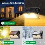 OUILA Solar Lights for Outdoor Wall Pack of 6, 185 LED, 3 Modes, Solar Outdoor Light with Motion Sensor, IP65 Waterproof LED Solar Wall Light, Garden, Yard, Fence Lighting, Front Doors (Warm White)