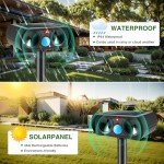 4PACK Ultrasonic Animal Repellent Outdoor Solar Animal Repeller with Motion Detection Waterproof Cat Deterrent Outdoor Deer Repellent Device to Scare Squirrel Raccoon Skunk Repellent for Yard Black