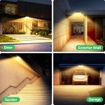 OUILA Solar Lights for Outdoor Wall Pack of 6, 185 LED, 3 Modes, Solar Outdoor Light with Motion Sensor, IP65 Waterproof LED Solar Wall Light, Garden, Yard, Fence Lighting, Front Doors (Warm White)