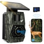 MAXDONE Wildlife Camera WiFi Bluetooth, 48MP 30FPS Solar Trail Camera with Night Vision Motion Activated, 0.1s Trigger Speed, IP66 Waterproof, Built-in 5200mAh Rechargeable Battery for Garden Monitor