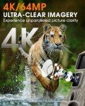 Punvoe Trail Camera WiFi 6K 64MP with 64GB Memory Card 8 Batteries and Night Vision Ip67 Waterproof 130°Wide Angle 0.05s Trigger Speed, Suitable for Outdoor Wildlife Detection, Monitoring Game Cam