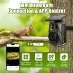 MAXDONE Wildlife Camera WiFi Bluetooth, 48MP 30FPS Solar Trail Camera with Night Vision Motion Activated, 0.1s Trigger Speed, IP66 Waterproof, Built-in 5200mAh Rechargeable Battery for Garden Monitor