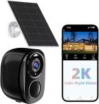 Solar Panel Security Cameras Wireless Outdoor - Battery Powered Cameras for Home Security WiFi Camera with IP65 Waterproof, Two-Way Audio, Color Night Vision, No Subscription WiFi Security Camera