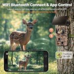 Solareye Wildlife Camera WiFi Bluetooth - 2.7K 48MP Solar Trail Camera With Night Vision Activated Waterproof IP66,5000mAh Built-in Lithium Battery Rechargeable for Garden Monitoring (UK)