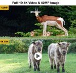 Wildlife Camera, 4K 42MP Trail Camera with 42pcs IR Night Vision Motion Activated Wildlife Camera, IP56 Waterproof 2.0'' TFT LCD Screen Game Camera for Wildlife Monitoring