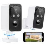 Security Cameras Wireless Outdoor, Pan Rotating 180° WiFi Cameras with 2K Color Night Vision Battery Powered Spotlight/Siren PIR Motion Detection 2-Way Talk Waterproof Cloud/SD Storage Cameras 2-Pack