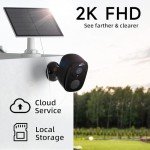 Solar Panel Security Cameras Wireless Outdoor - Battery Powered Cameras for Home Security WiFi Camera with IP65 Waterproof, Two-Way Audio, Color Night Vision, No Subscription WiFi Security Camera