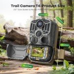 DEATTI Wildlife Camera, 4K 48MP HD WiFi Bluetooth Trail Camera with Night Vision Motion Activated, 120°Detection Angle with 32GB Card for for Garden Wildlife, IP66 Waterproof, 8*AA Batteries