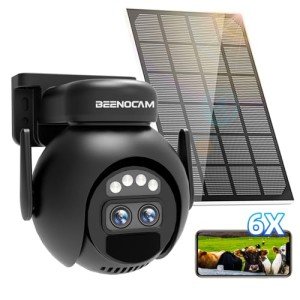 BEENOCAM Solar Security Cameras Wireless Outdoor,2K Solar WiFi Cameras for Home Security,Battery Powered 360°PTZ Security Camera with Color Night Vision,PIR Motion Detection,2-Way Audio,2.4Ghz