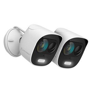 Amcrest 2-Pack ProHD 2-Megapixel Wireless Outdoor Security Camera, Deterrent Outdoor IP WiFi Camera - Full HD 1080P @30fps, IP65 Weatherproof, 33ft Nightvision, Two-Way Audio, 2PACK-ADC2W (White)`