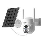 SANSCO TRUE Wire-Free WiFi Solar Battery Powered Security Camera, Wireless Indoor Outdoor WiFi Pan Tilt Zoom Camera with Solar Panel, Night Vision, 2 Way Audio