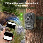 DEATTI Wildlife Camera, 4K 48MP HD WiFi Bluetooth Trail Camera with Night Vision Motion Activated, 120°Detection Angle with 32GB Card for for Garden Wildlife, IP66 Waterproof, 8*AA Batteries