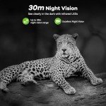 DEATTI Wildlife Camera, 4K 48MP HD WiFi Bluetooth Trail Camera with Night Vision Motion Activated, 120°Detection Angle with 32GB Card for for Garden Wildlife, IP66 Waterproof, 8*AA Batteries